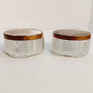 Vintage Art Deco Glass Powder Jars with Lid